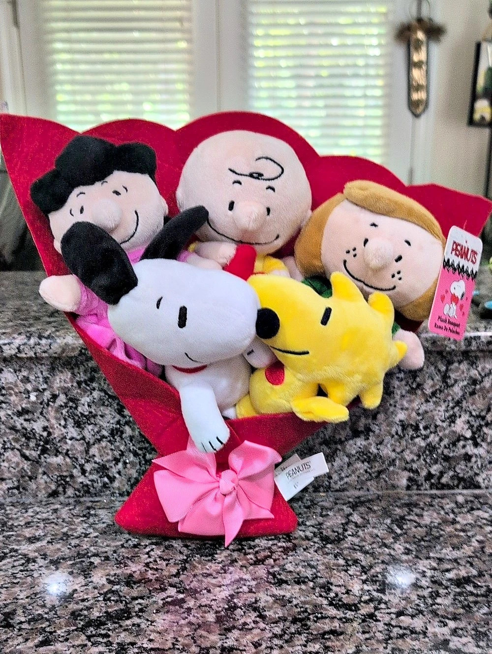 Peanuts Valentines Day Plush Bouquet Red & Pink